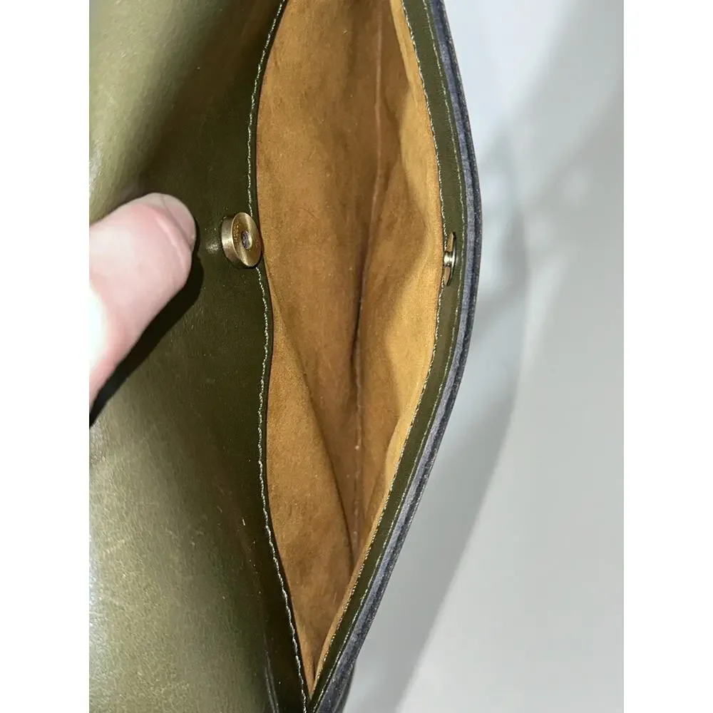 Patricia Nash Vintage Leather Chelsey Chainlink Olive Green Crossbody